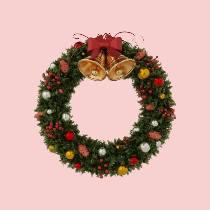 Weihnachtskranz mit Glocken und Schleife