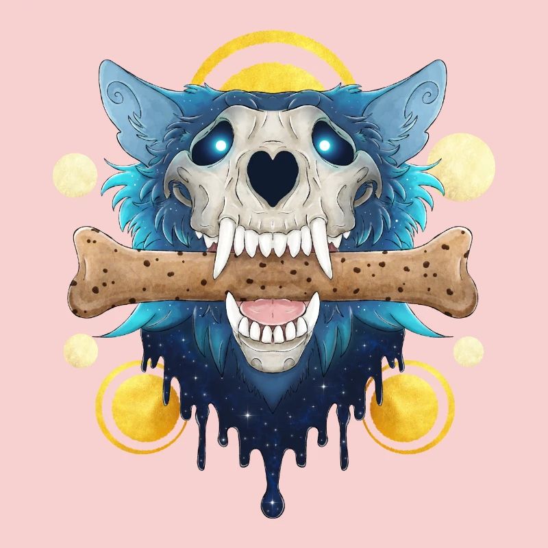 Hellhound Skull Gold - Demonic Wolf & Cookie Bone