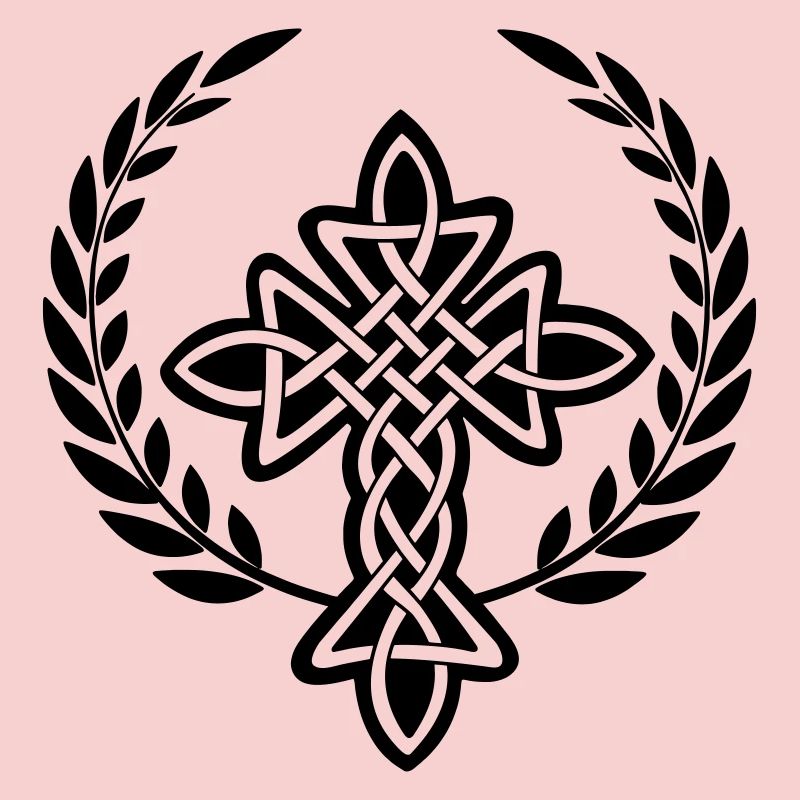 Logo de croix celtique dans une couronne de laurier