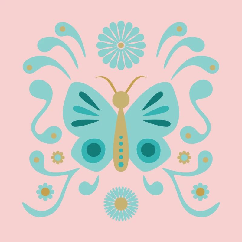 Boho Butterfly L Bleu et Or