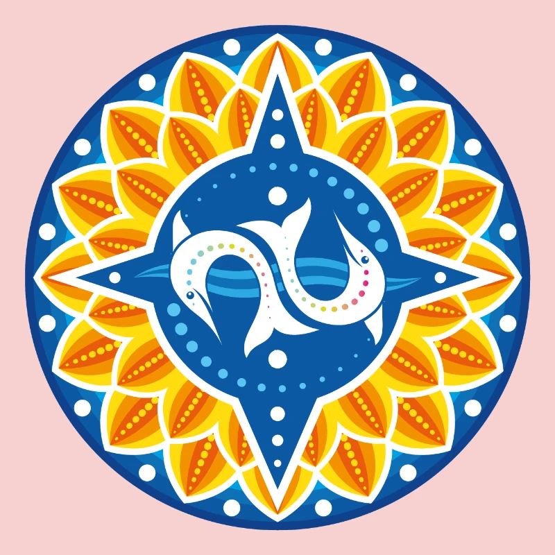 Wind rose dolphins petals waves
