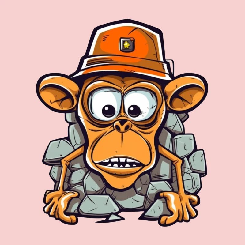 Adorable monkey with construction helmet