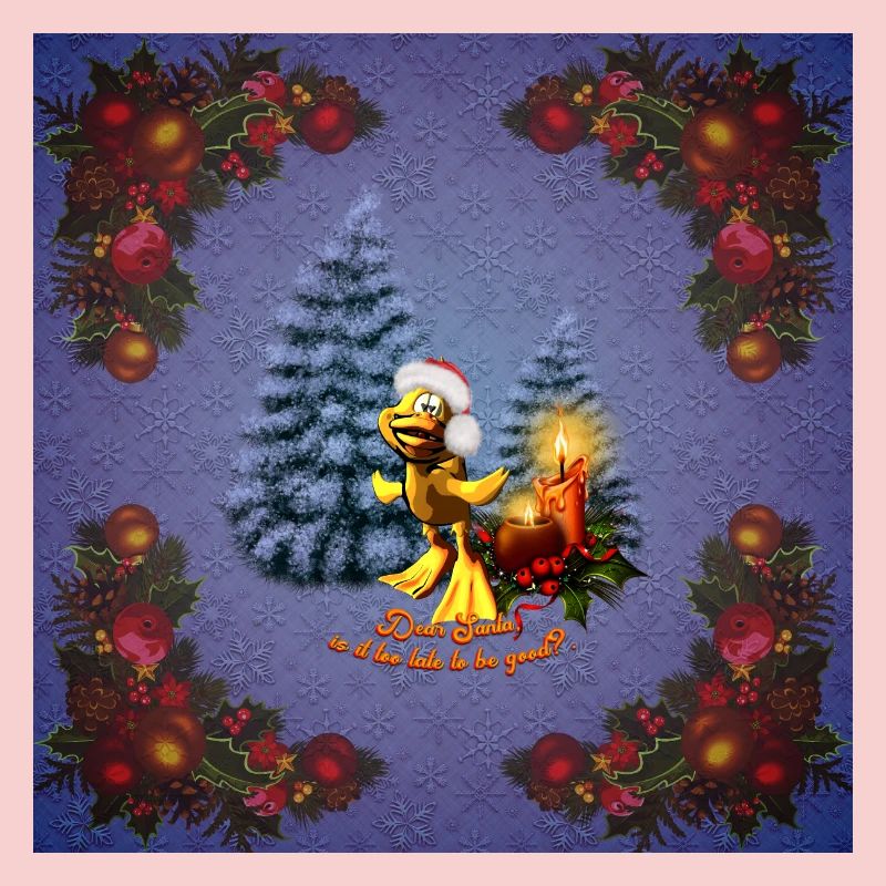 Funny duck with Christmas hat