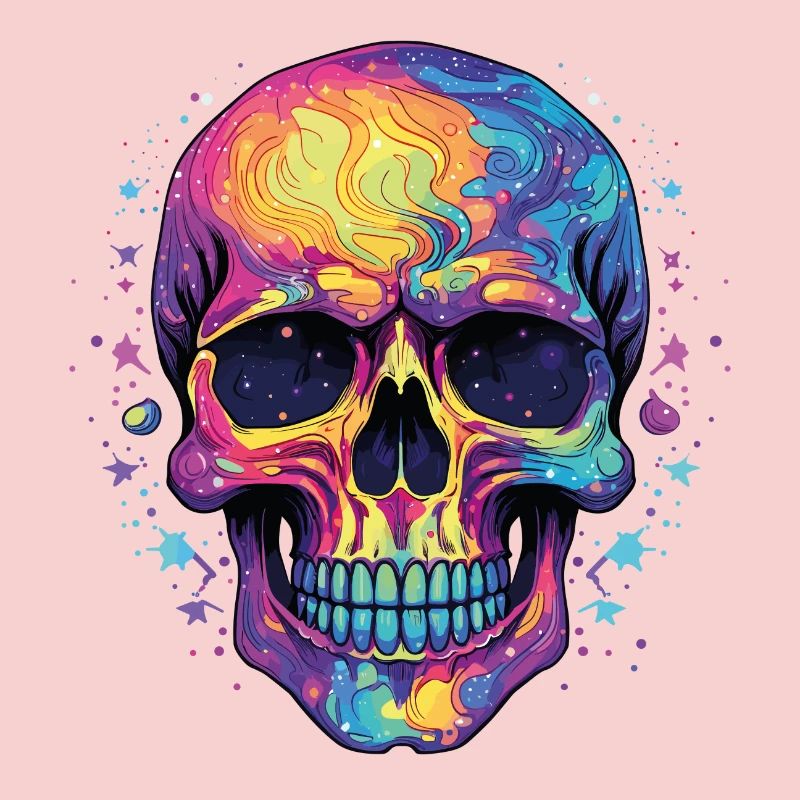 Psychedelisch Neon Schädel