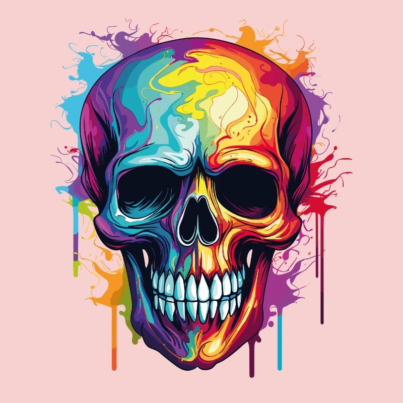 Psychedelic Rainbow Color Skull