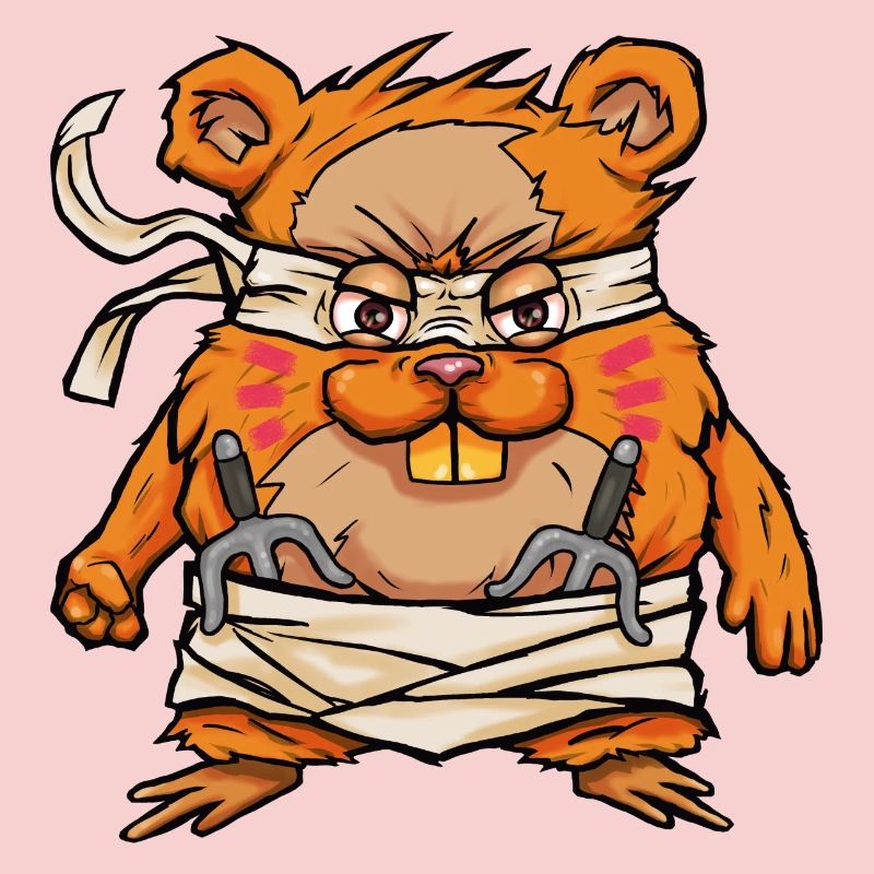 Hamster samouraï kawaii avec épée Hamjitsu