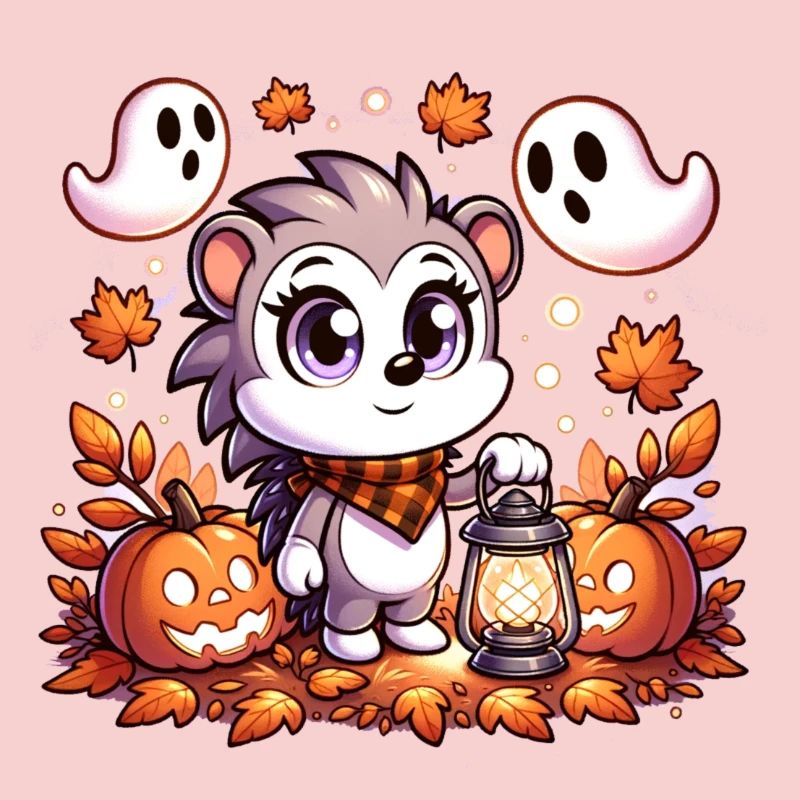 Halloween Igel mit niedlichen Geistern