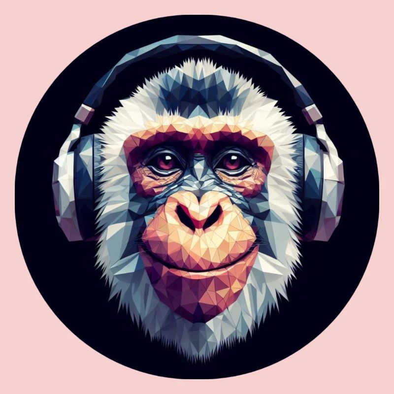 Cooler Affe mit Kopfhörern