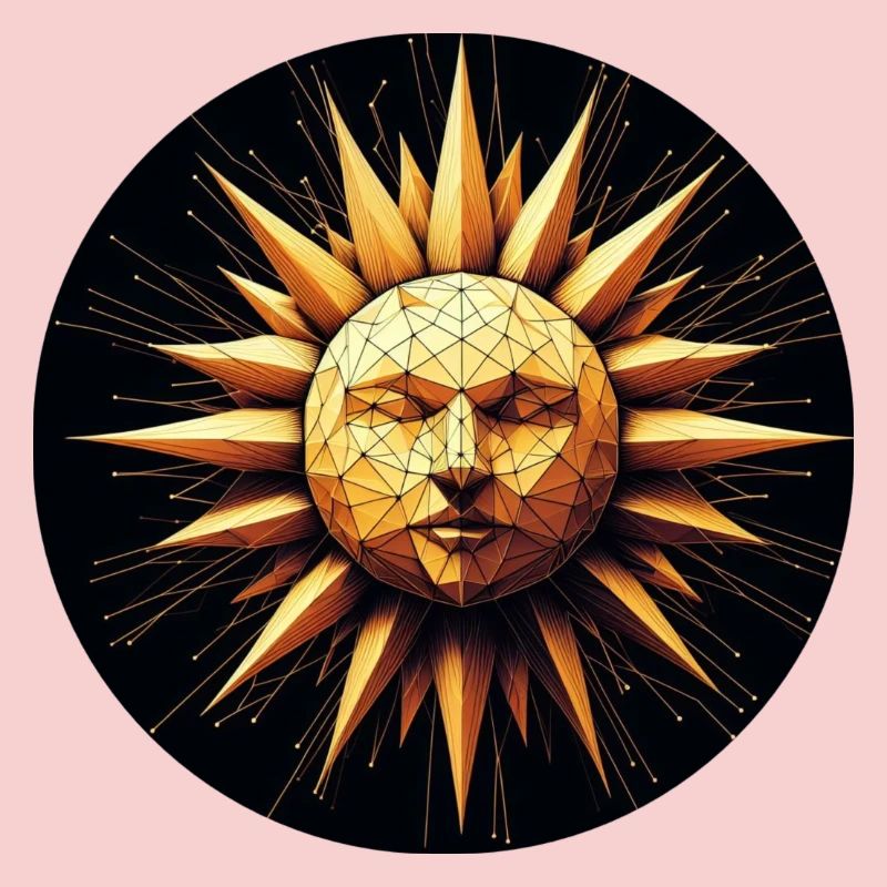 Polygone visage soleil or