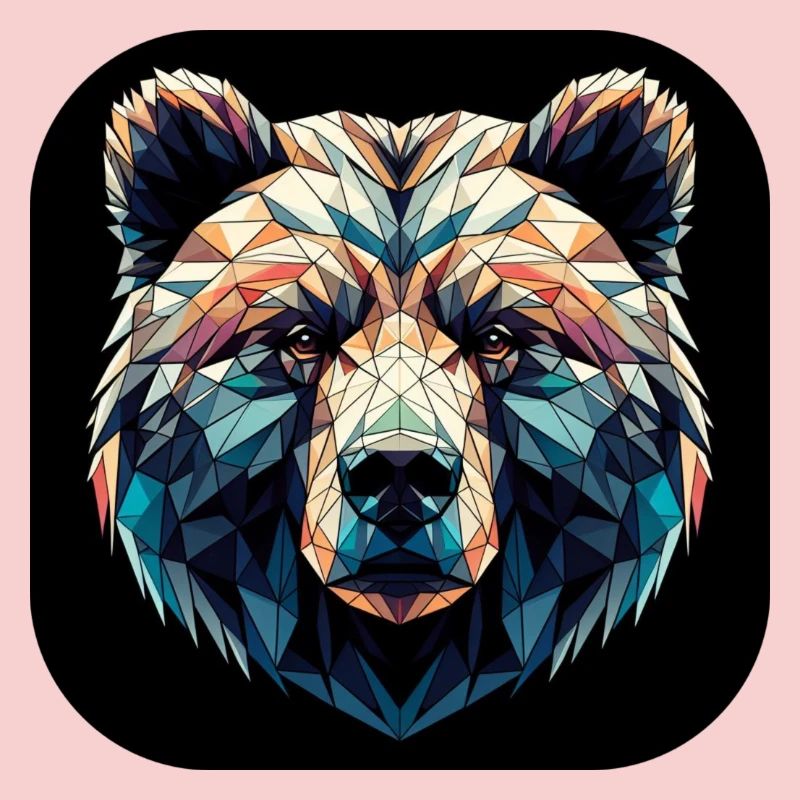 Ours coloré dans un design polygonal
