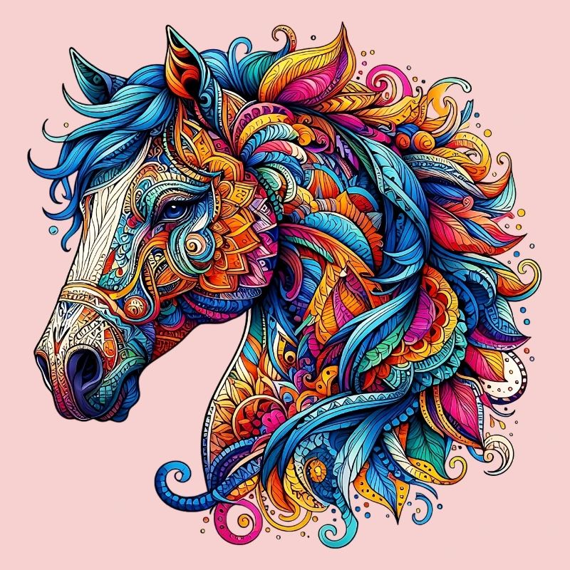 Cheval décoré de Mandalas