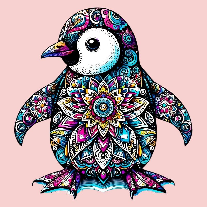 Pingouin décoré de Mandalas