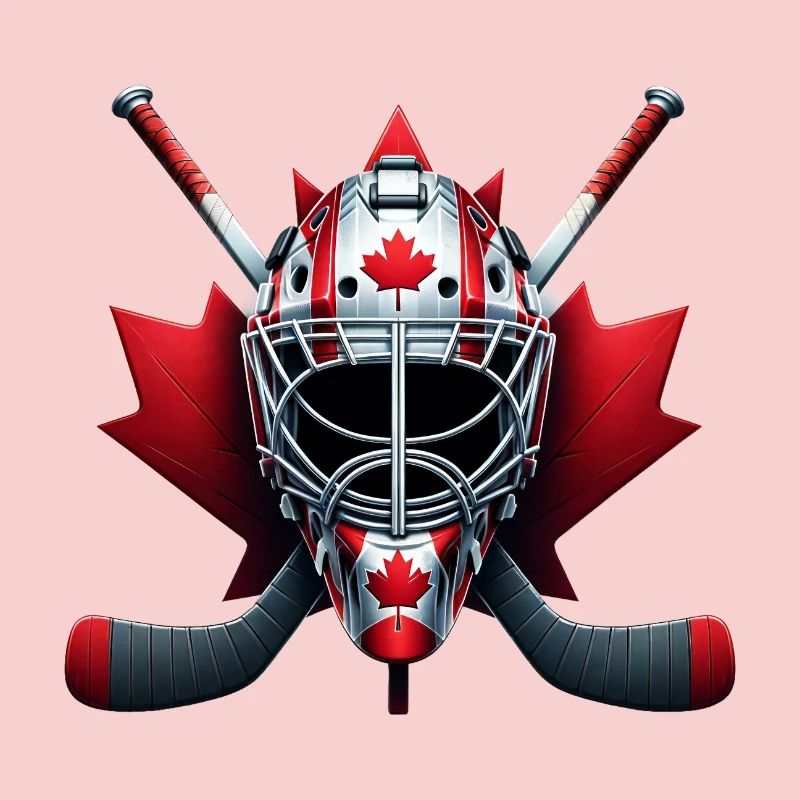 Dessin de hockey sur glace du Canada avec drapeau
