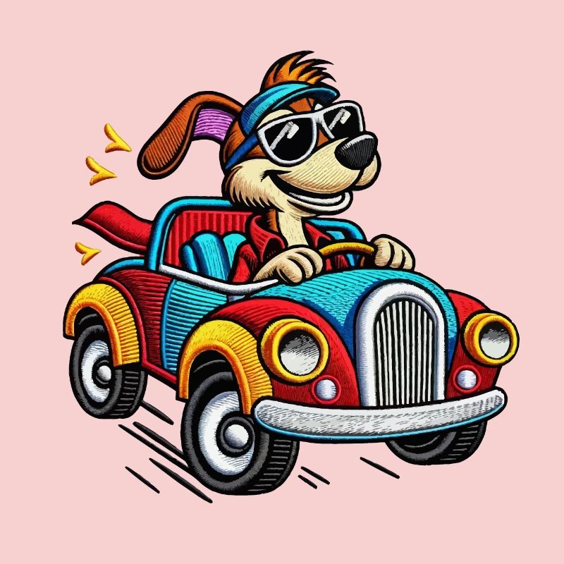 Chiot Rapide en Voiture Colorée Tee