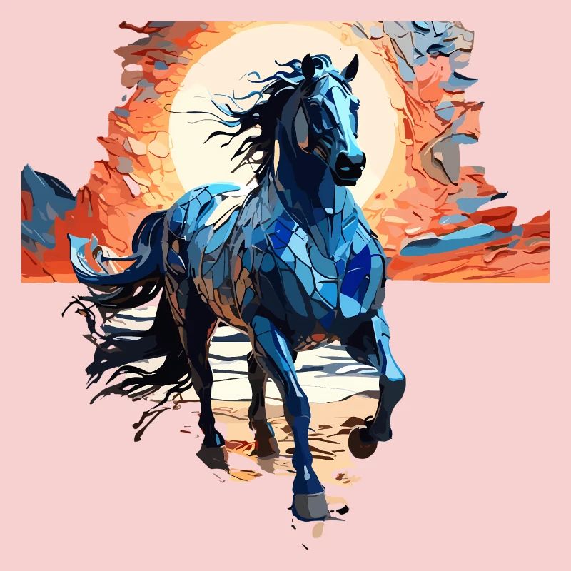 Illustration élégante de cheval bleu