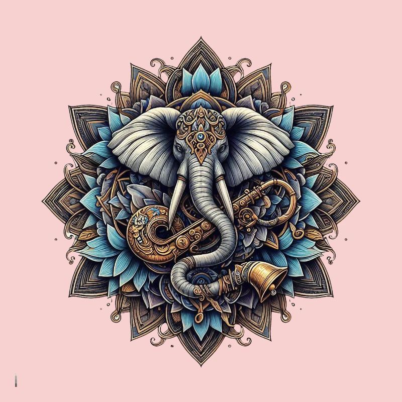 Mandala d’éléphants dans le style steampunk