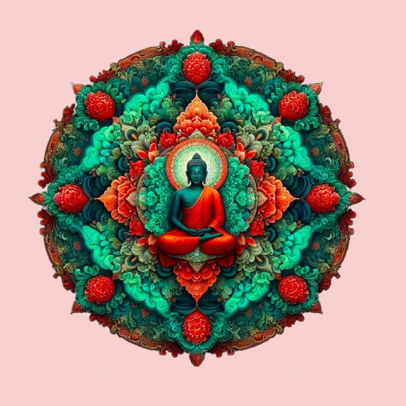 Bouddha Mandala sarcelle