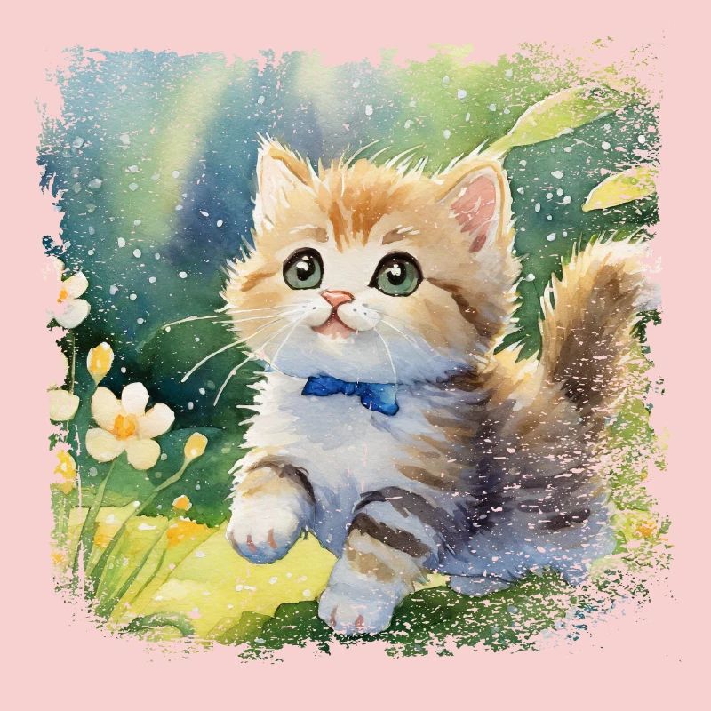 Mignon bébé chat jouant joyeusement dans le jardin