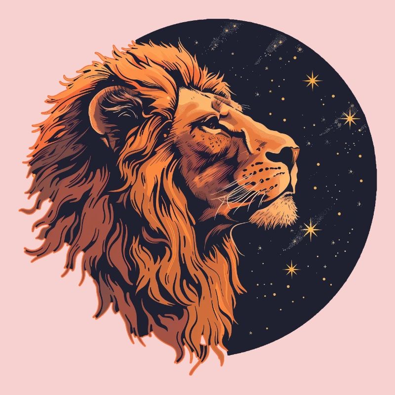 Lion with starry sky