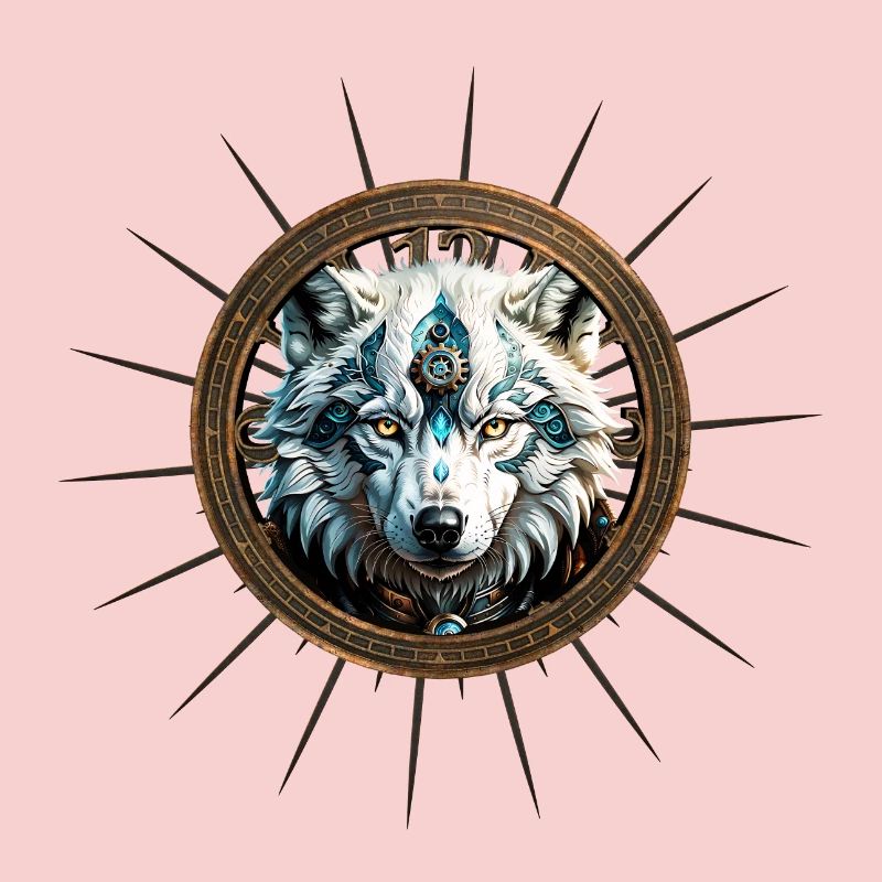 Awesome white steampunk wolf.