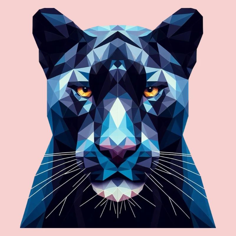 Une panthère bleue dans le style polygonal