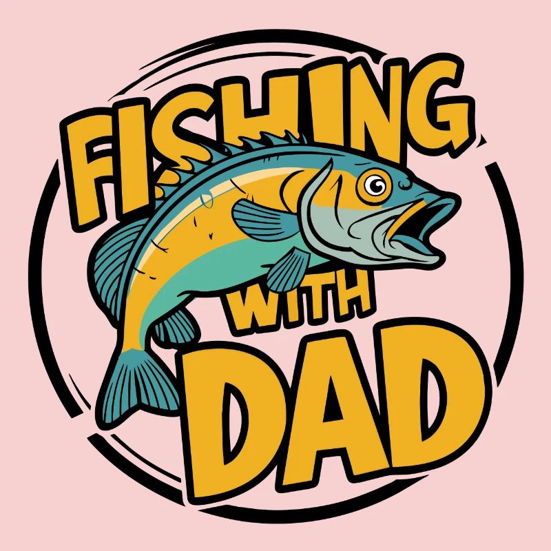 Pêche avec papa avec un design de poisson coloré
