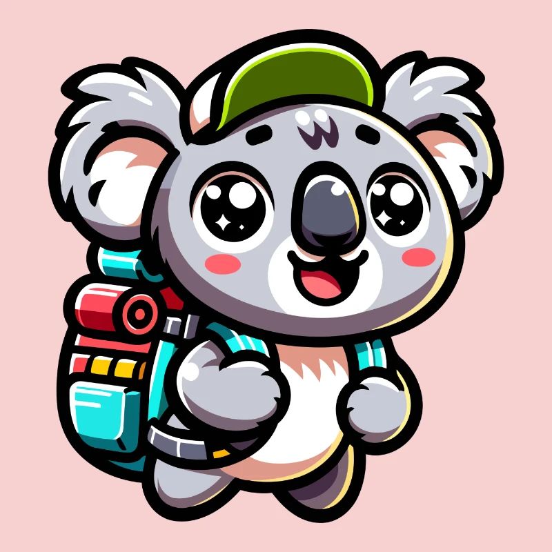 Adventurous Koala Backpacker Illustration