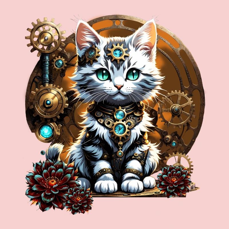 Ein niedliches kleines Kätzchen im Steampunk-Stil