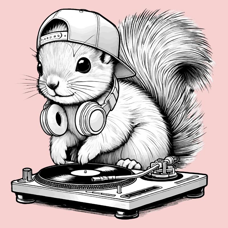 cooles Eichhörnchen-Motiv als DJ mit Kopfhörer