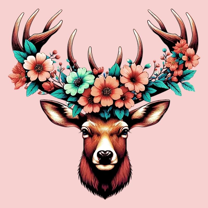 Cerf avec des fleurs