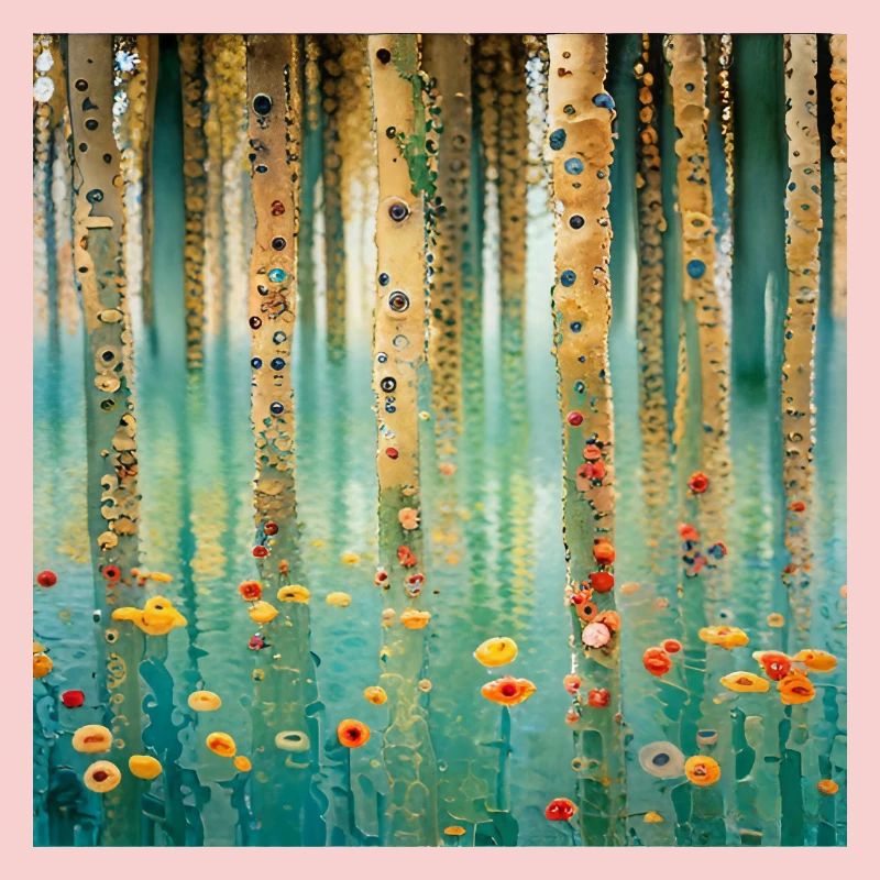 Forêt abstraite de fleurs et reflets