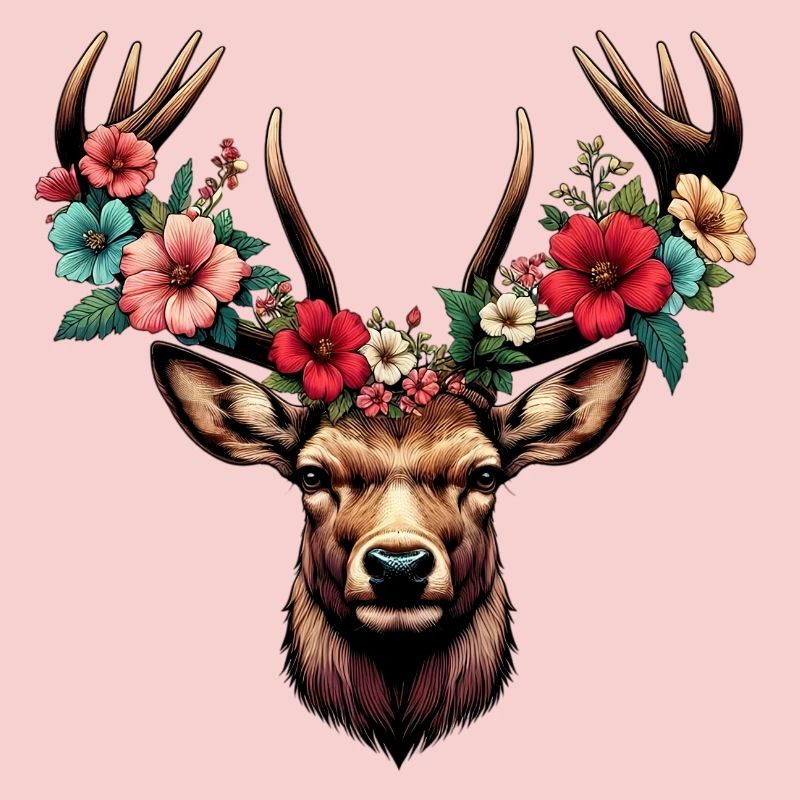 Deer with Flowers