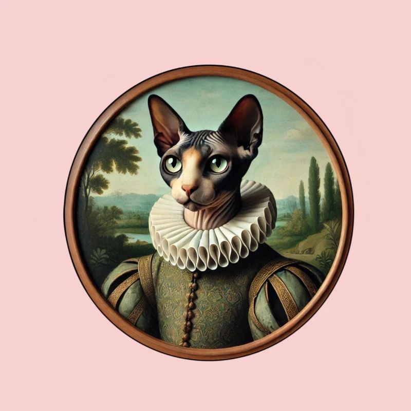 Portrait d’un chat sphynx de style Renaissance