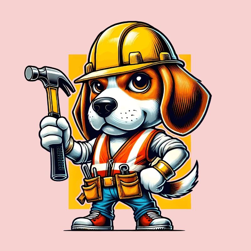 Beagle construction worker