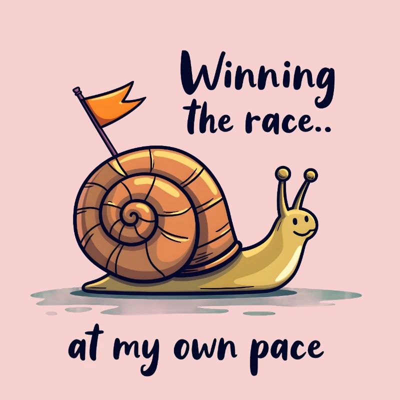 Escargot avec drapeau « Gagner la course »