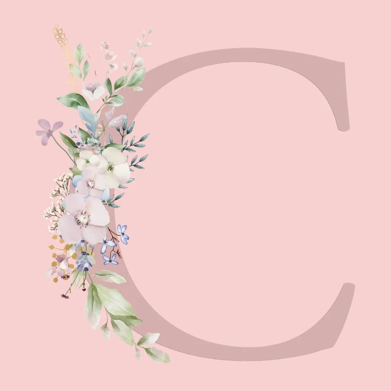 C Monogram, Floral, Customizable