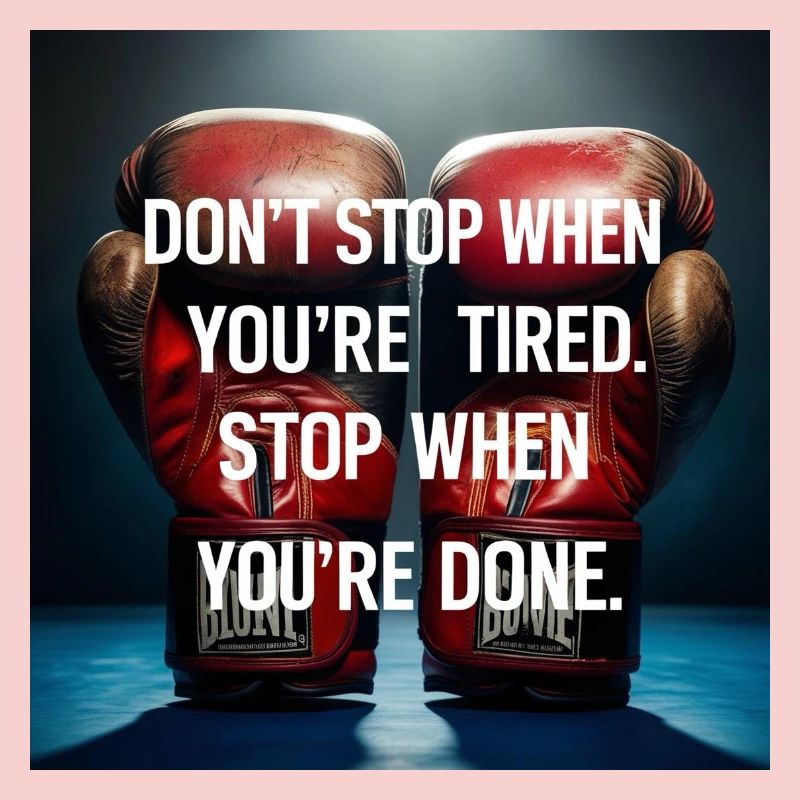 Citation de persévérance sur les gants de boxe