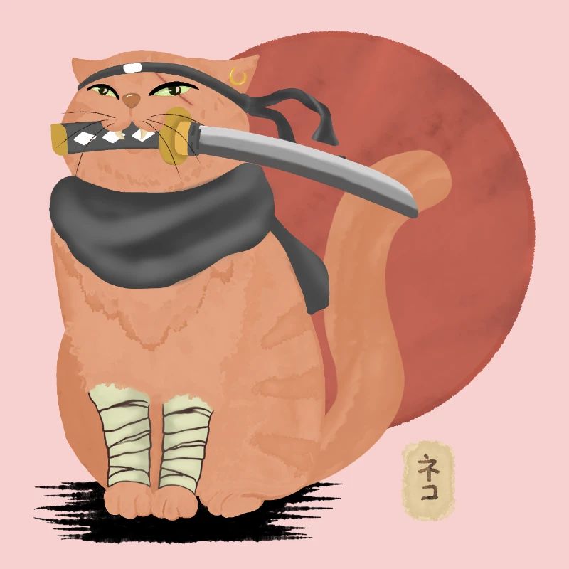 Samurai Cat with Katana
