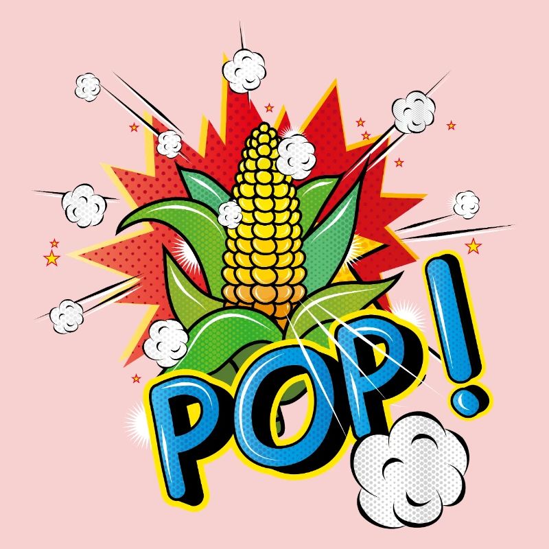 Pop Art Style Corn on the Cob with Popcorn Effect