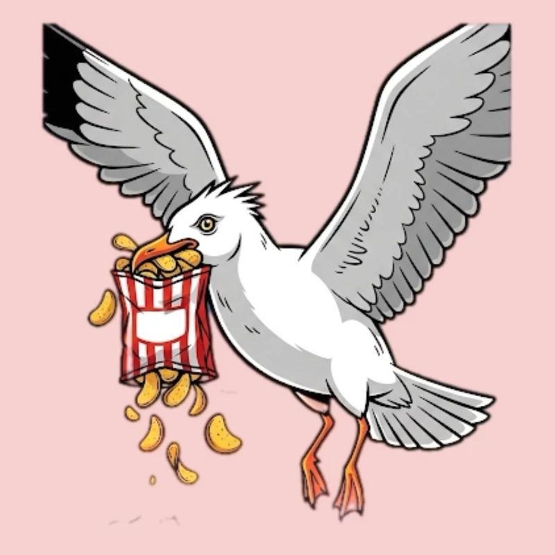 Möwe mit Chips Snack Design