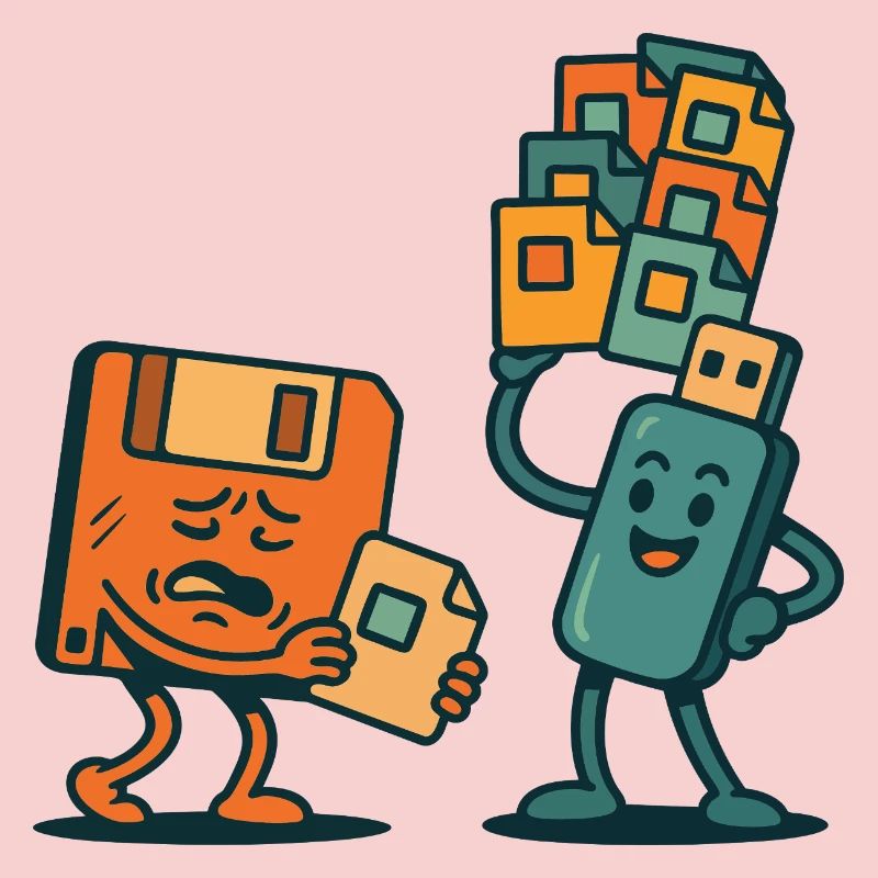 Floppy Disk vs USB Drive Retro Tech Sarcasm