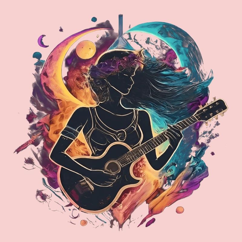Illustration d’art de guitariste céleste