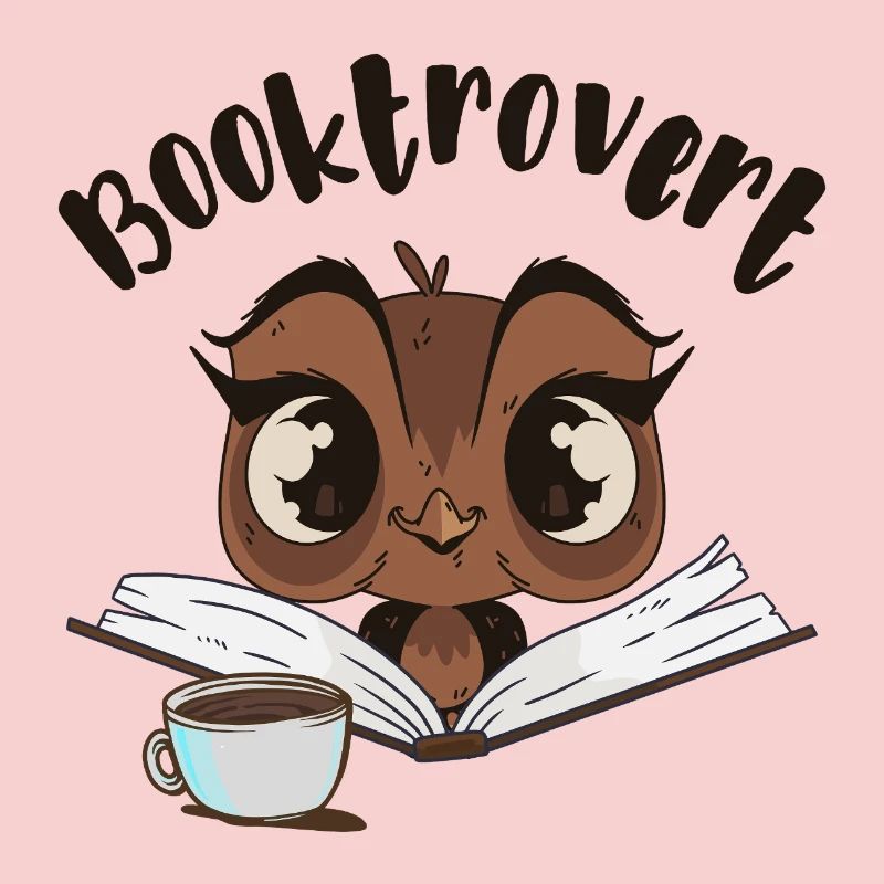 Booktrovert Eule mit Buch und Kaffee