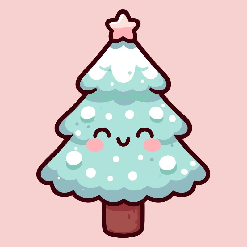 Conception d’arbre de Noël enneigé kawaii