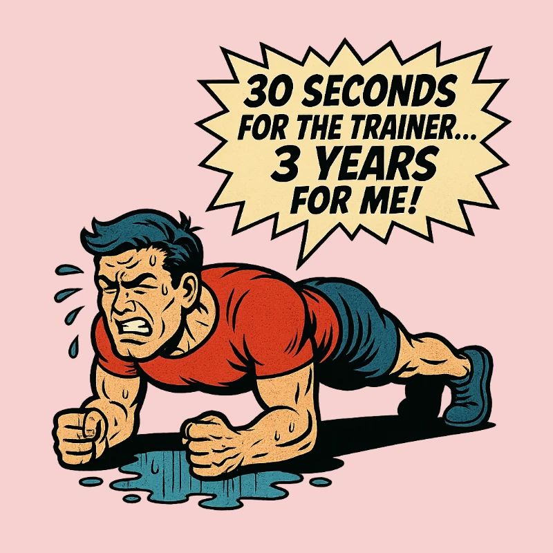 Funny Retro Gym Comic – Plank Struggle