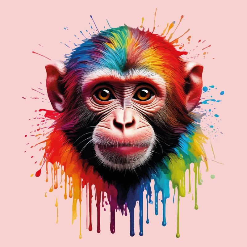 Bunter Affe mit Farbexplosion