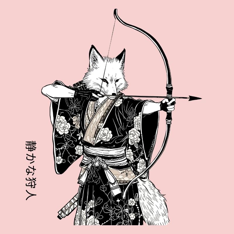 Samurai Fuchs mit Bogen – Ukiyo-e Japan Art