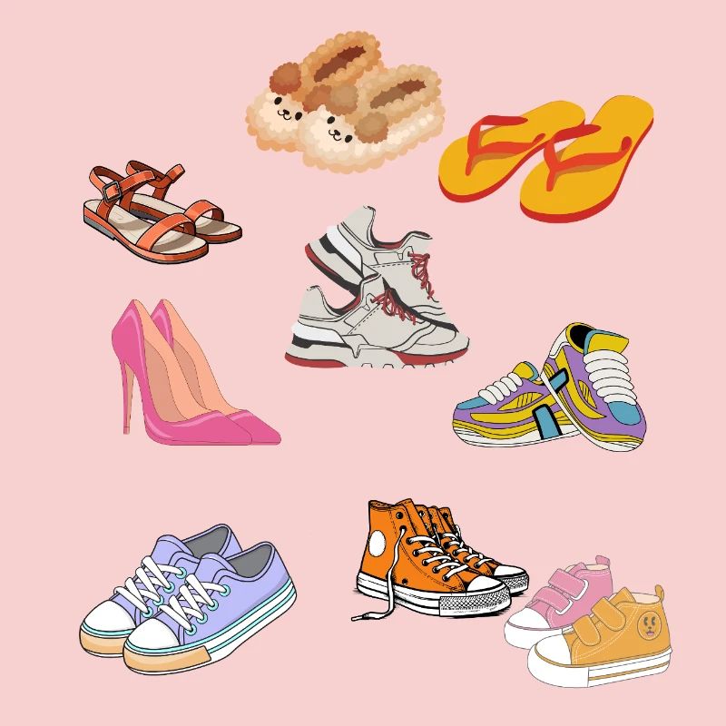 Collection de pantoufles et de baskets pastel mignonnes
