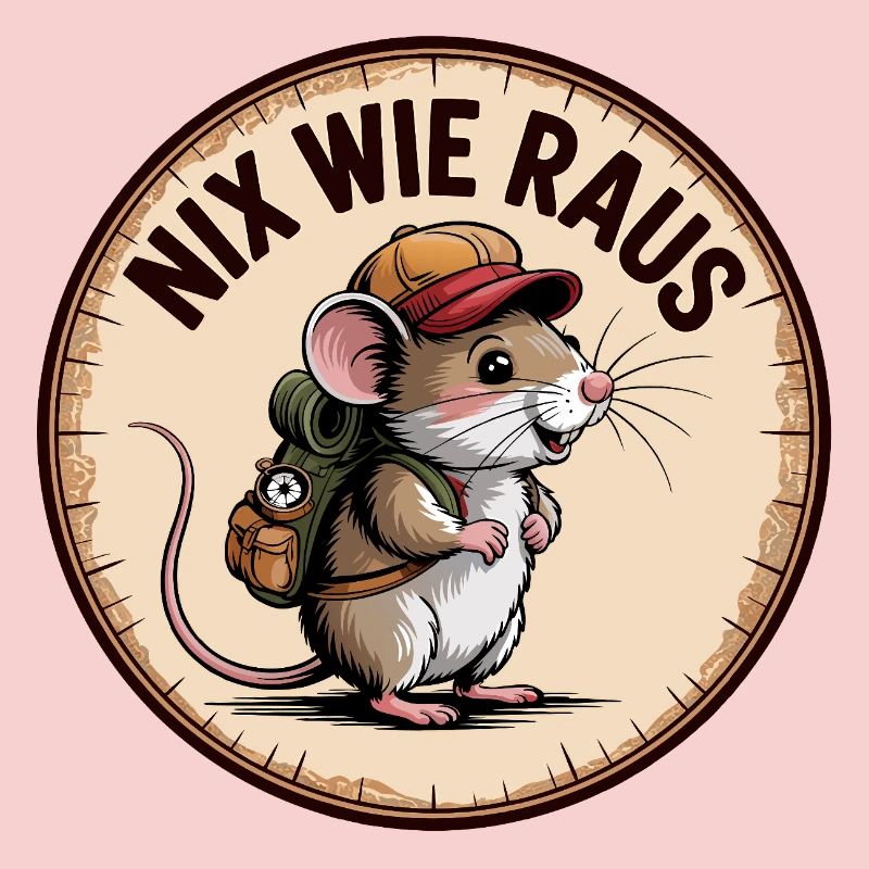 Adventure mouse with backpack and hat