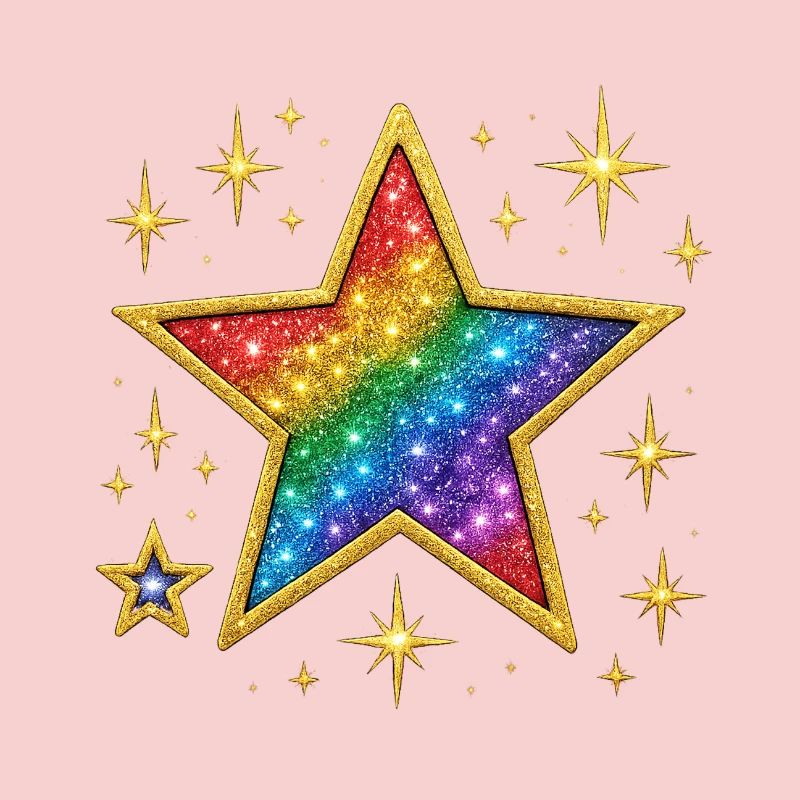 Leuchtendes Glitzer-Regenbogen-Stern-Design